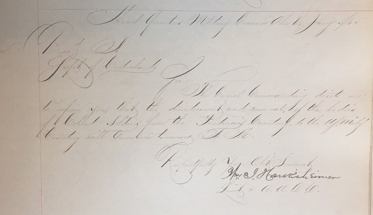 Letter for reinterment